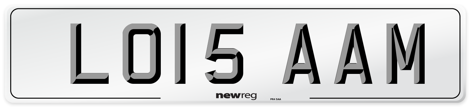 LO15 AAM Number Plate from New Reg